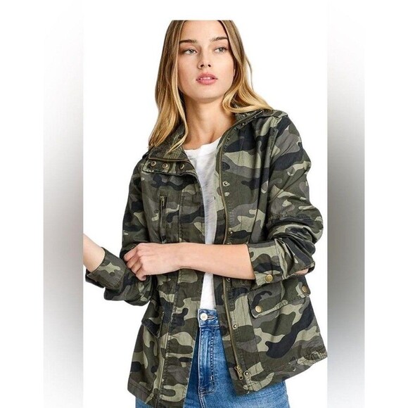 Love Tree Jacket Womens Size M Green ARMY Camo Military Jacket Utility - Picture 1 of 16